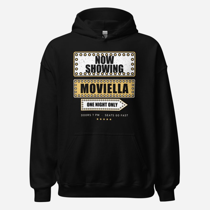 Moviella Now Showing Screening Room Hoodie in Black