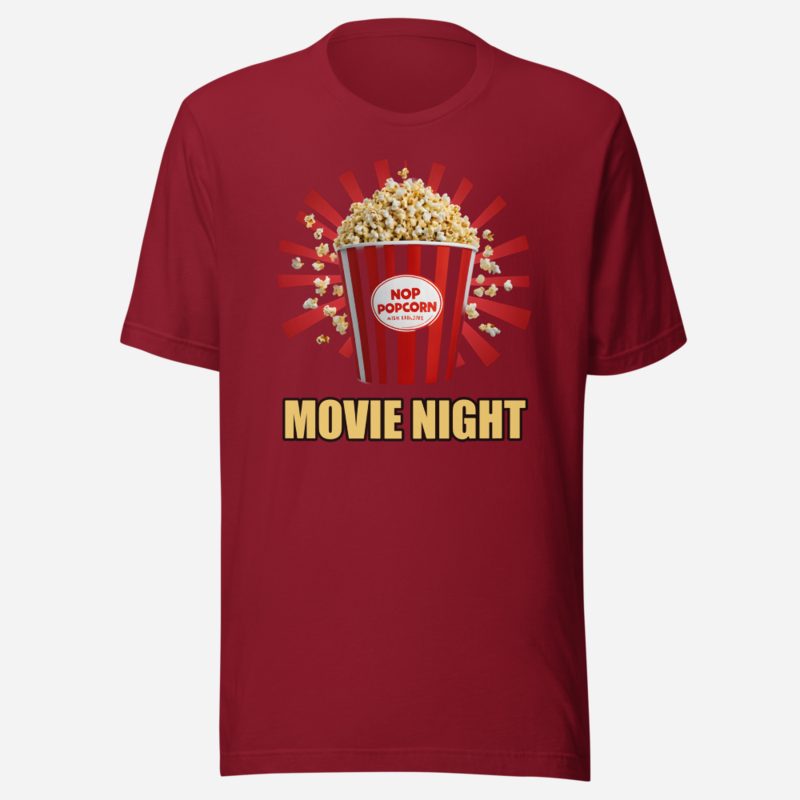 Moviella Movie Night Popcorn Tee Cardinal