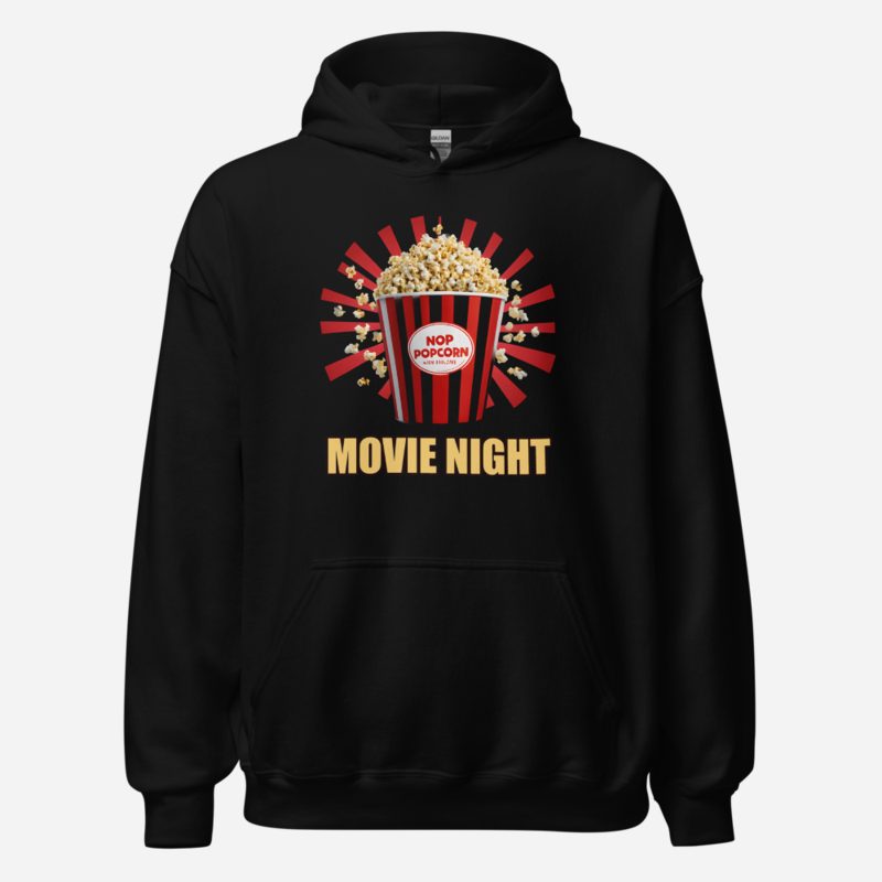 Moviella Movie Night Popcorn Hoodie Black