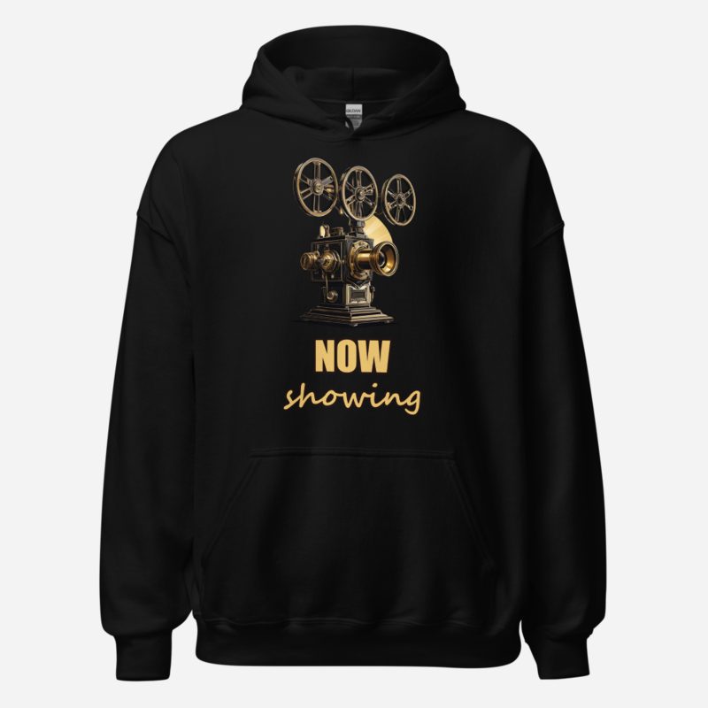 Moviella Now Showing Projector Hoodie in Black