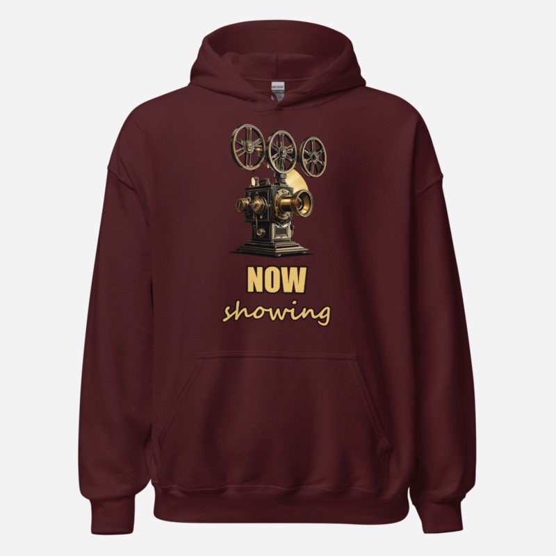 Moviella Now Showing Projector Hoodie Maroon