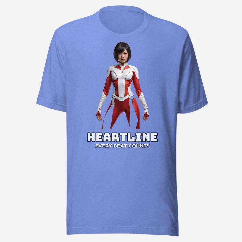 Next Level Superheroes Heartline Tee in Heather Columbia Blue