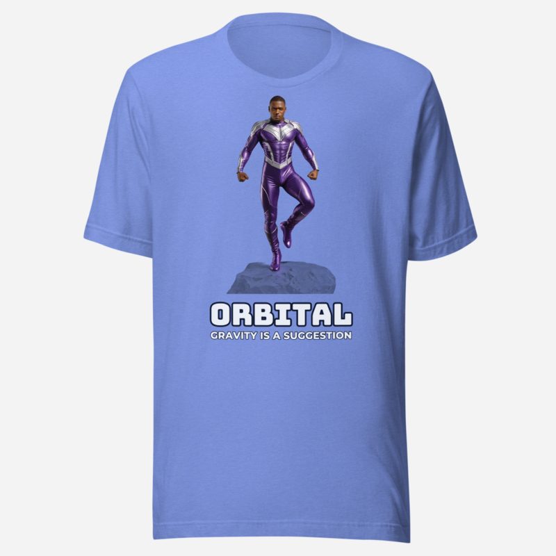Next Level Superheroes Orbital Tee Heather Columbia Blue