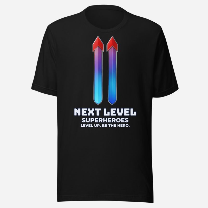 Next Level Superheroes Level Up Tee in Black