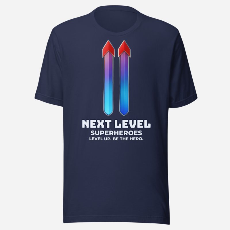 Next Level Superheroes Level Up Tee in Navy