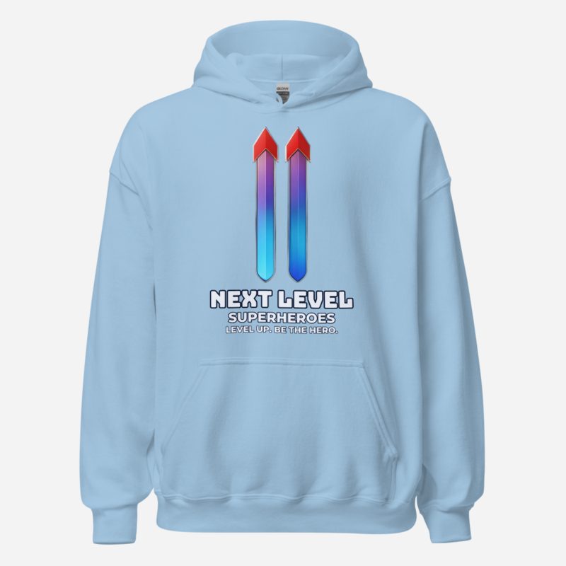 Next Level Superheroes Level Up Hoodie in Light Blue