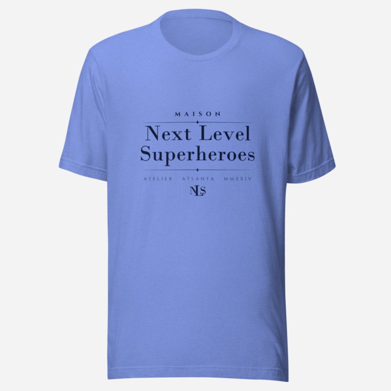 Next Level Superheroes Maison Signature Tee in Heather Columbia Blue