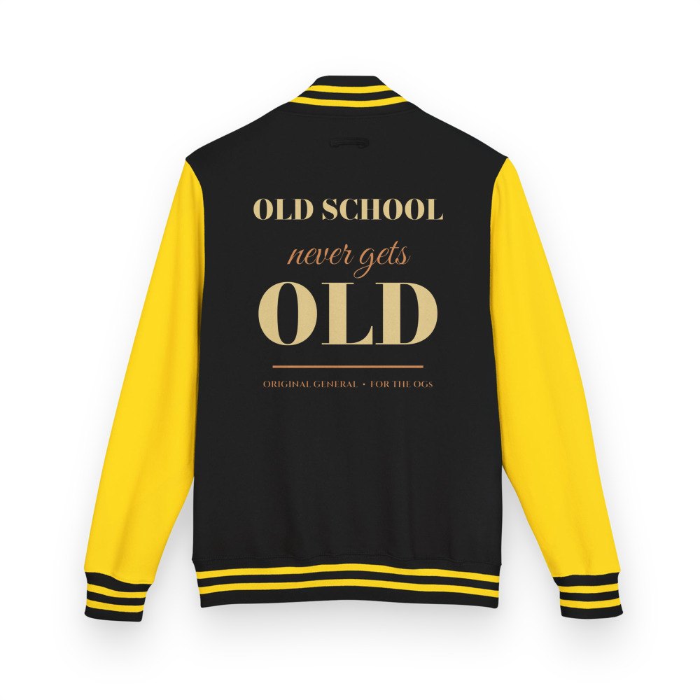 Original General Old School Never Gets Old Varsity Jacket Jet Black/Sun Yellow