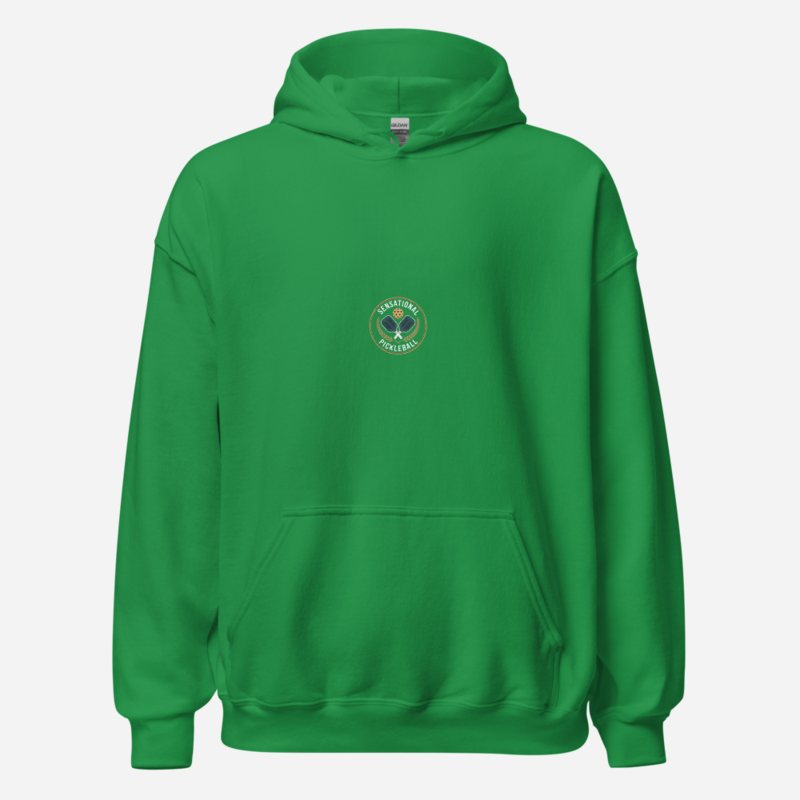 Sensational Pickleball Paddle Crest Hoodie Irish Green