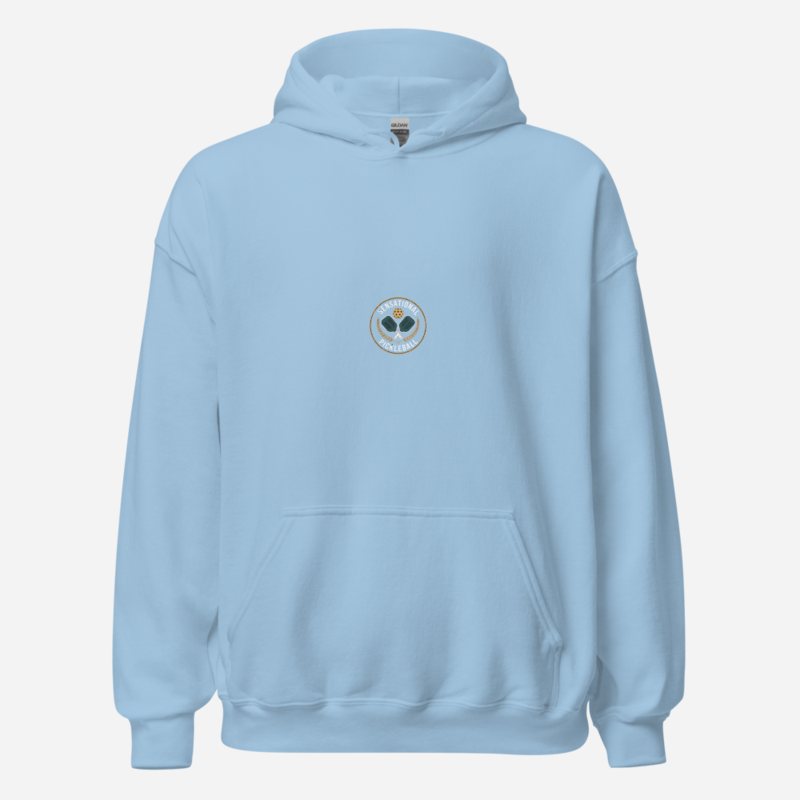 Sensational Pickleball Paddle Crest Hoodie Light Blue