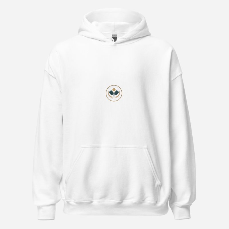 Sensational Pickleball Paddle Crest Hoodie White