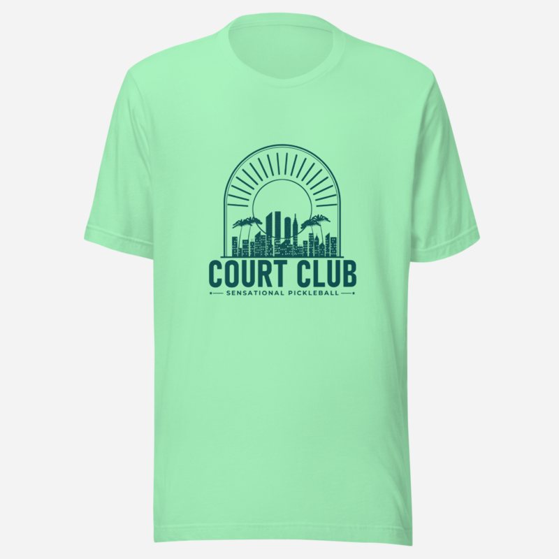 Sensational Pickleball Court Club Sunset Tee Mint