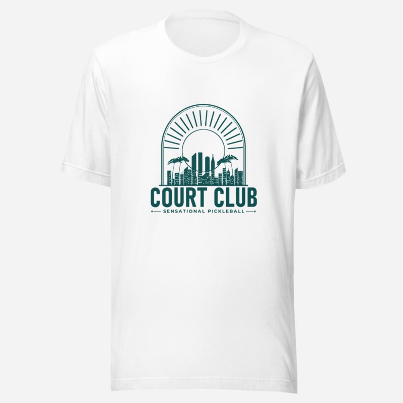 Sensational Pickleball Court Club Sunset Tee White