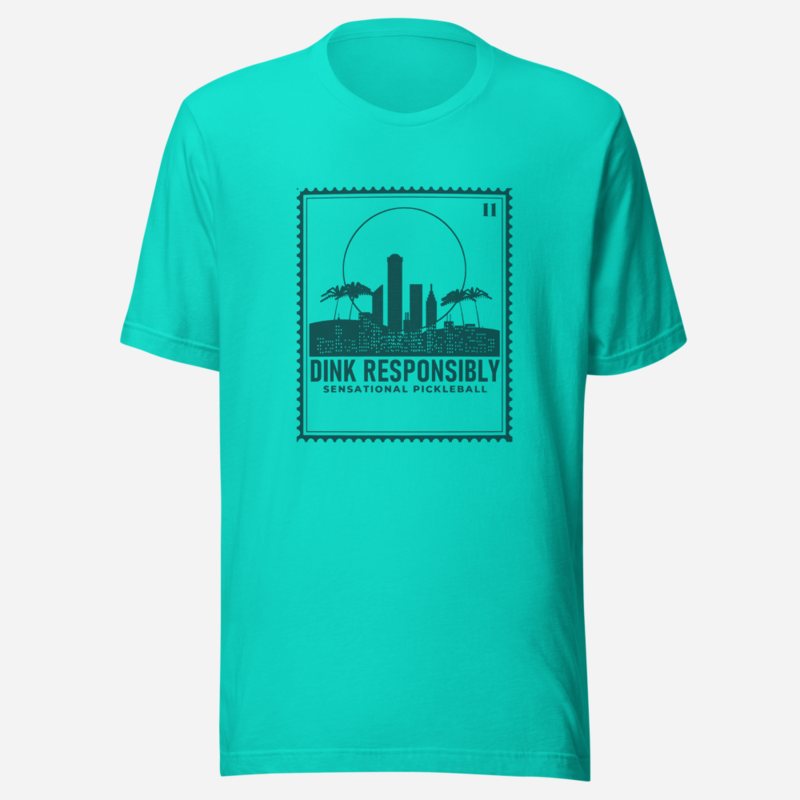 Sensational Pickleball Dink Responsibly Stamp Tee Teal