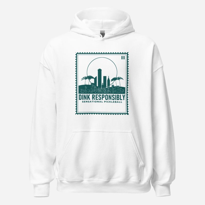 Sensational Pickleball Dink Responsibly Stamp Hoodie White