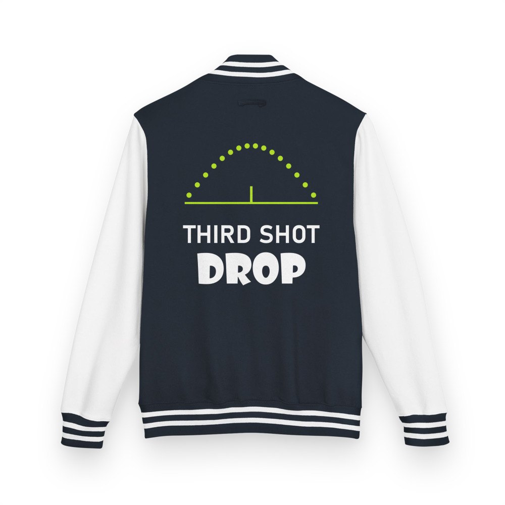 Sensational Pickleball Third Shot Drop Varsity Jacket Oxford Navy/Arctic White
