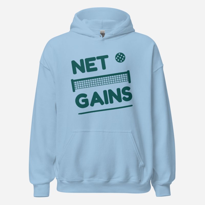 Sensational Pickleball Net Gains Hoodie Light Blue