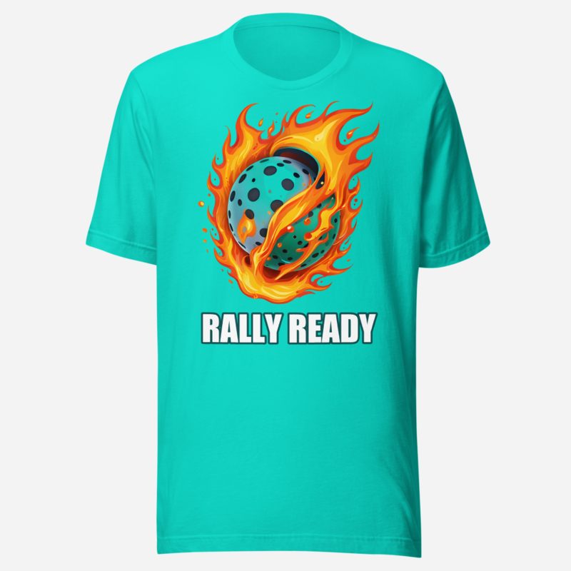 Sensational Pickleball Rally Ready Ball Fire Tee in Teal
