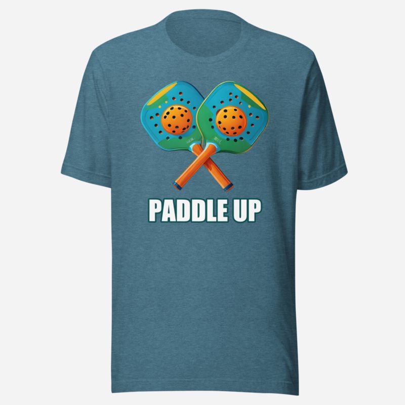 Sensational Pickleball Paddle Up Crossed Paddles Tee Heather Deep Teal