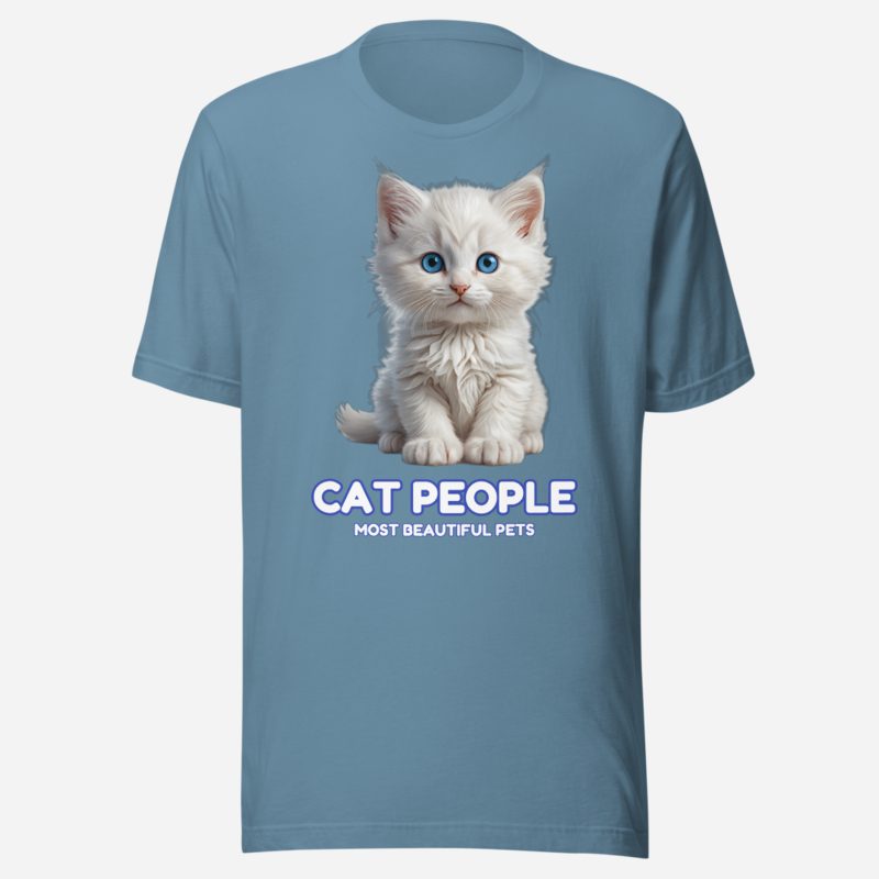 Most Beautiful Pets Kitten Eyes Tee in Steel Blue