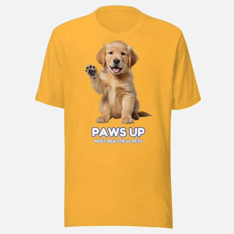Most Beautiful Pets Paws Up Tee in Heather Yellow Gold