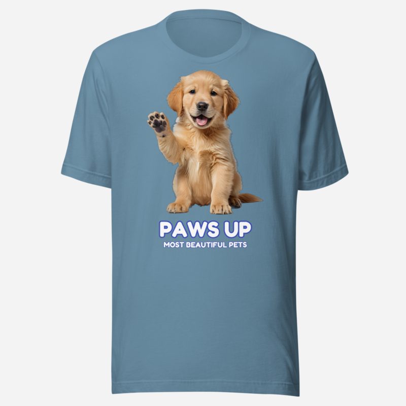 Most Beautiful Pets Paws Up Tee in Steel Blue