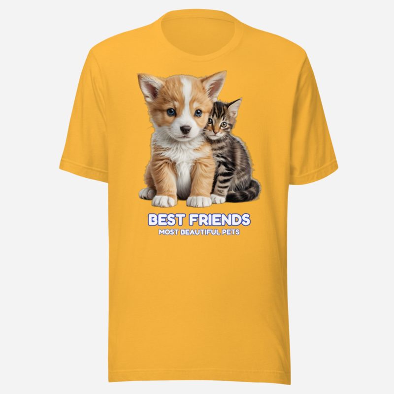 Most Beautiful Pets Best Friends Tee in Heather Yellow Gold