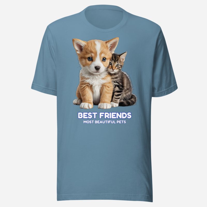 Most Beautiful Pets Best Friends Tee Steel Blue