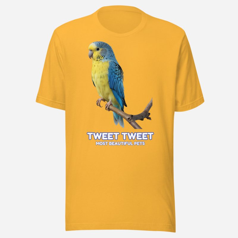 Most Beautiful Pets Budgie Buddy Tee Heather Yellow Gold
