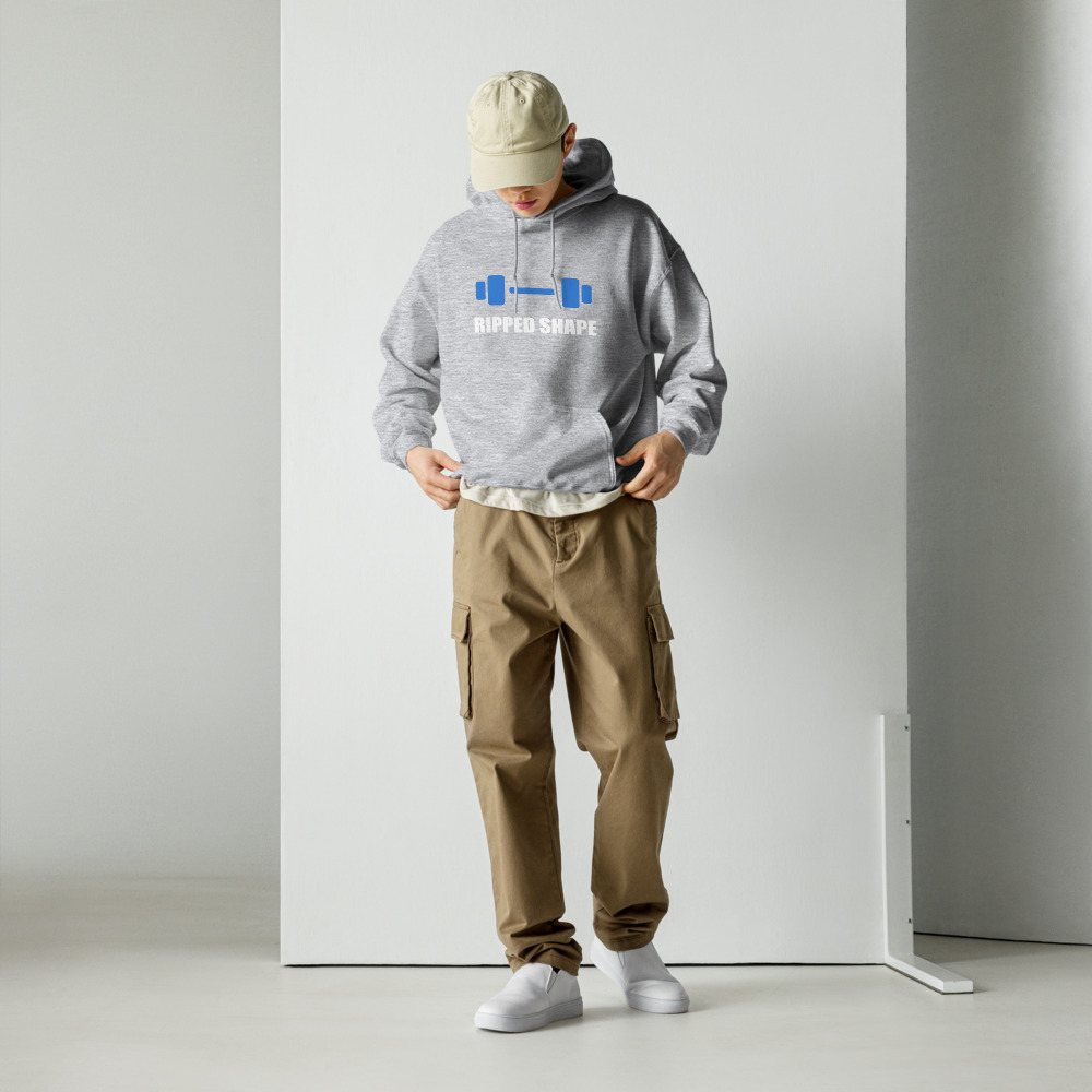 Ripped Shape Dumbbell Hoodie Front