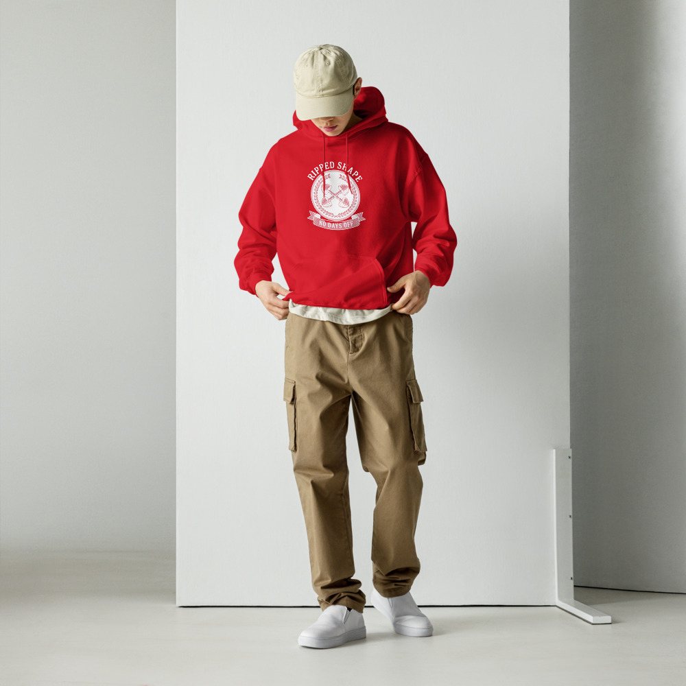 Ripped Shape Barbell Crest Hoodie Front