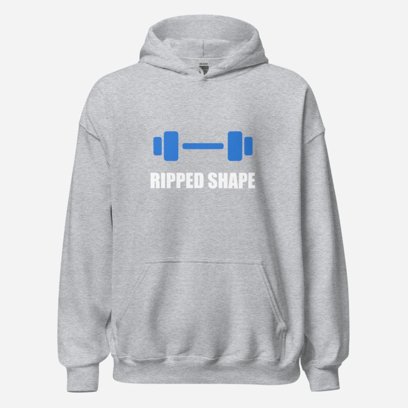 Ripped Shape Dumbbell Hoodie Sport Grey