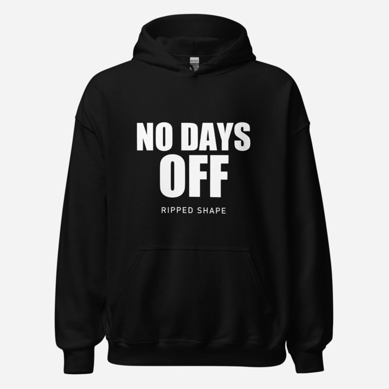 Ripped Shape No Days Off Hoodie in Black