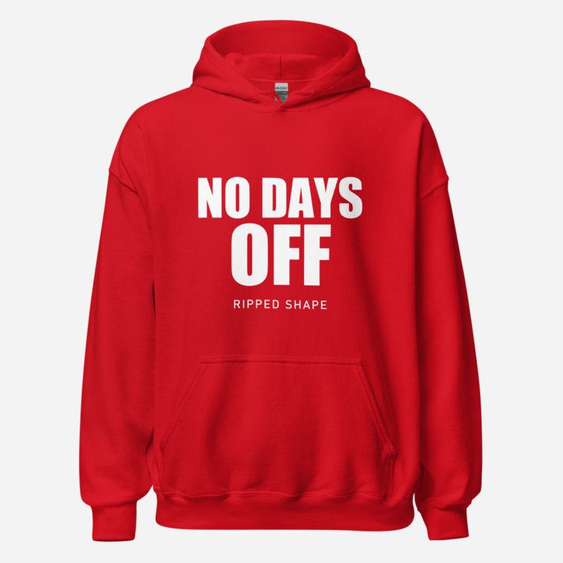 Ripped Shape No Days Off Hoodie in Red