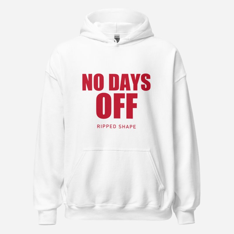 Ripped Shape No Days Off Hoodie White