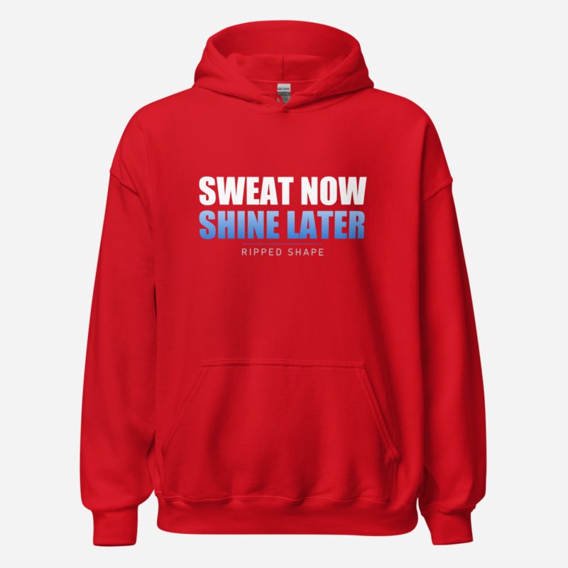 Ripped Shape Sweat Now Shine Later Hoodie Red