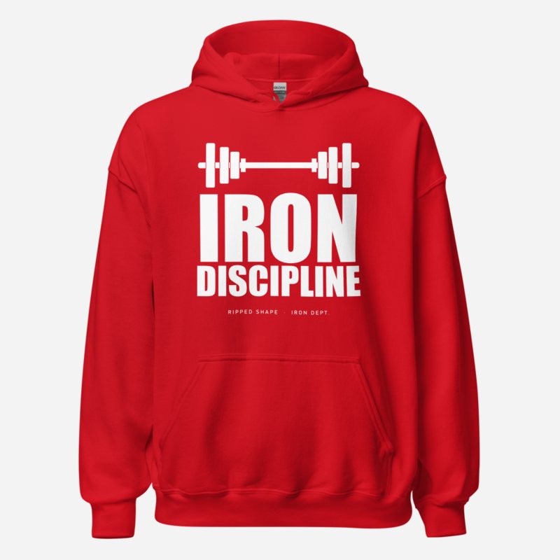 Ripped Shape Iron Discipline Iron Dept. Hoodie in Red