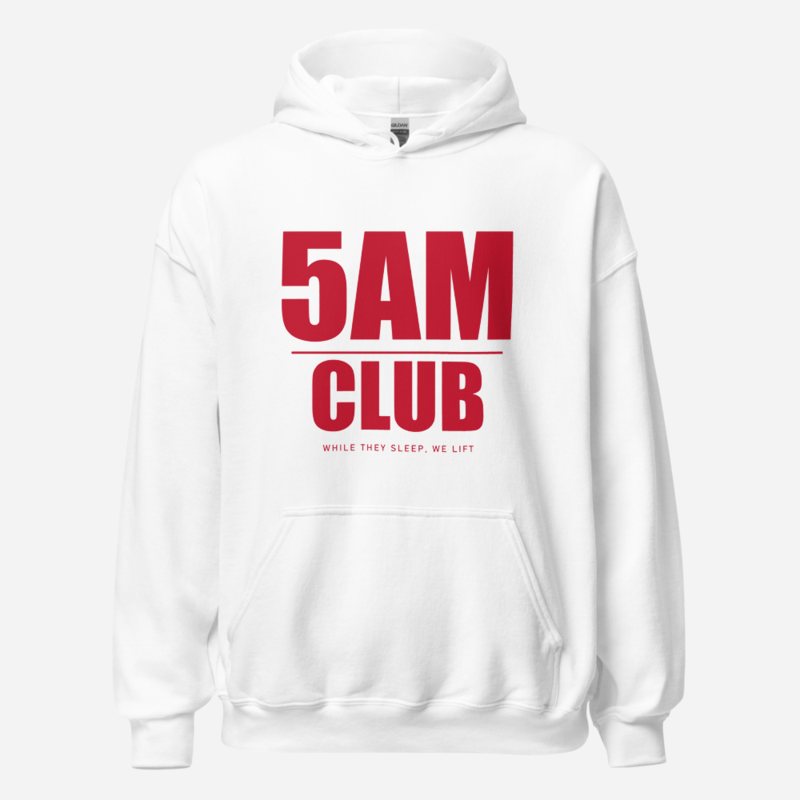 Ripped Shape 5AM Club Iron Dept. Hoodie White