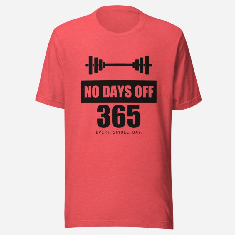 Ripped Shape No Days Off 365 Iron Dept. Tee in Heather Red