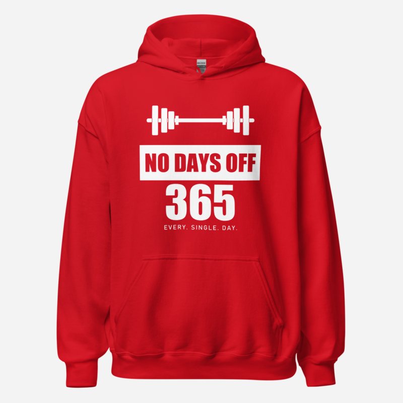 Ripped Shape No Days Off 365 Iron Dept. Hoodie in Red