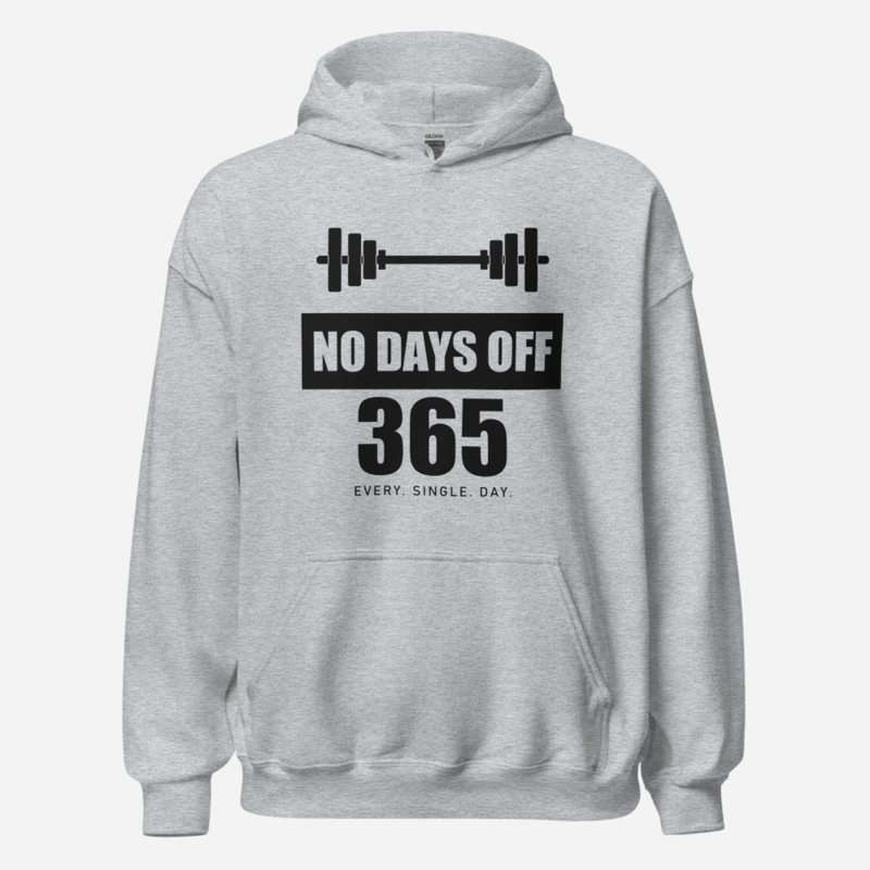 Ripped Shape No Days Off 365 Iron Dept. Hoodie in Sport Grey