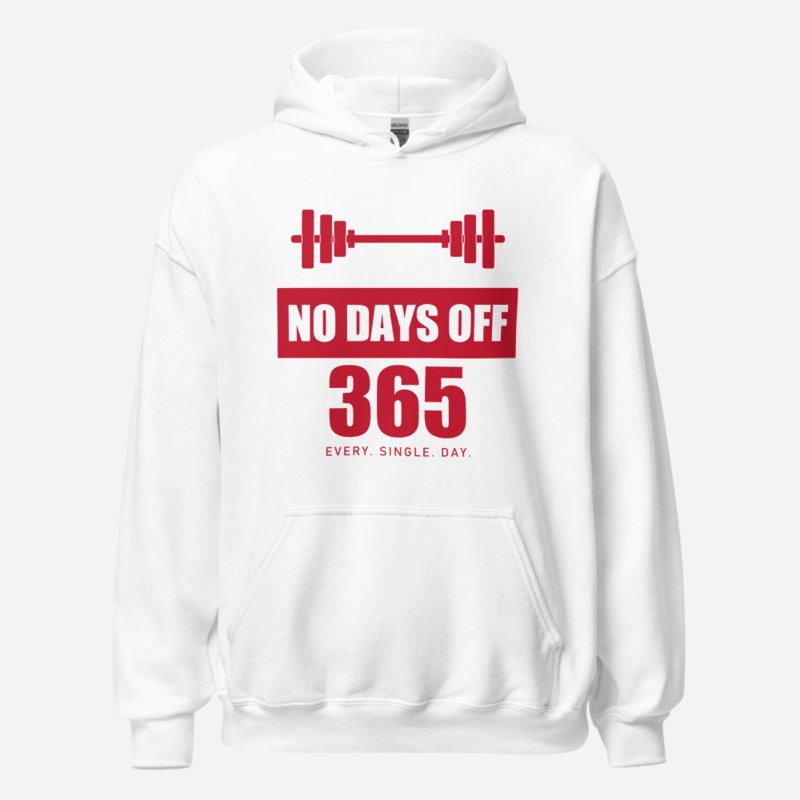 Ripped Shape No Days Off 365 Iron Dept. Hoodie White