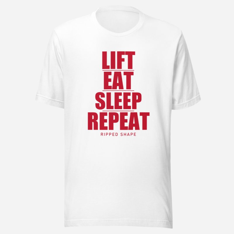 Ripped Shape Lift Eat Sleep Repeat Iron Dept. Tee White