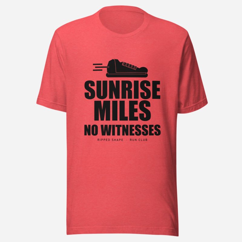 Ripped Shape Sunrise Miles, No Witnesses Sport Tee in Heather Red