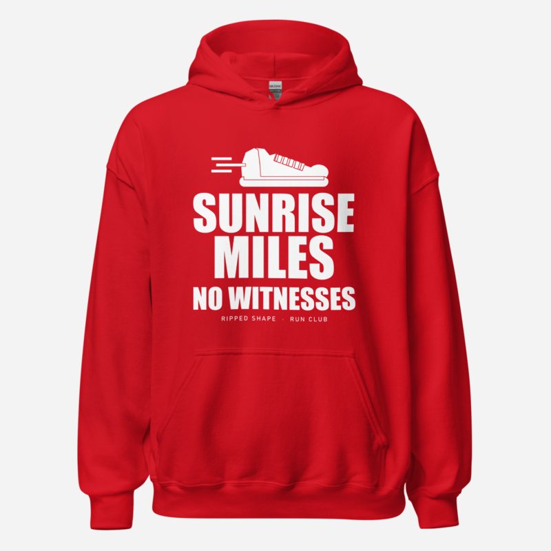 Ripped Shape Sunrise Miles, No Witnesses Sport Hoodie in Red