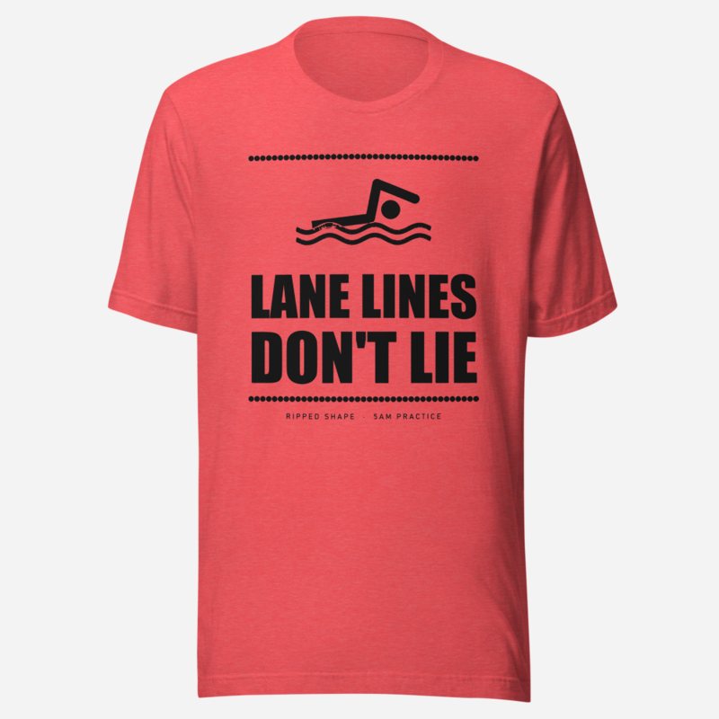 Ripped Shape Lane Lines Don't Lie Sport Tee in Heather Red