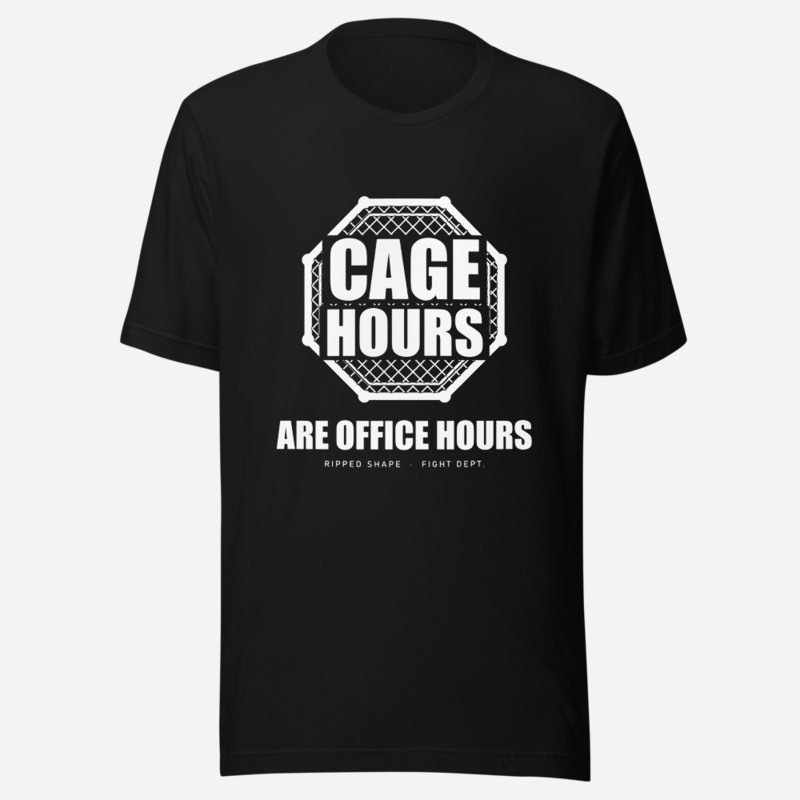 Ripped Shape Cage Hours Are Office Hours Sport Tee in Black