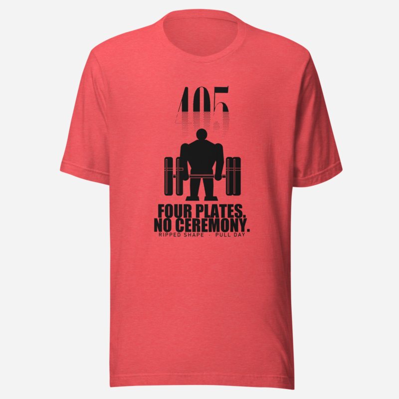 Ripped Shape 405 No Ceremony Strength Division Tee in Heather Red