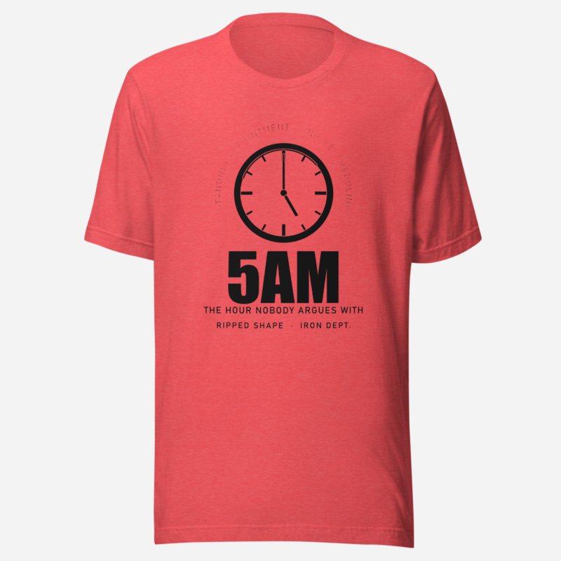 Ripped Shape 5AM Standing Appointment Strength Division Tee in Heather Red