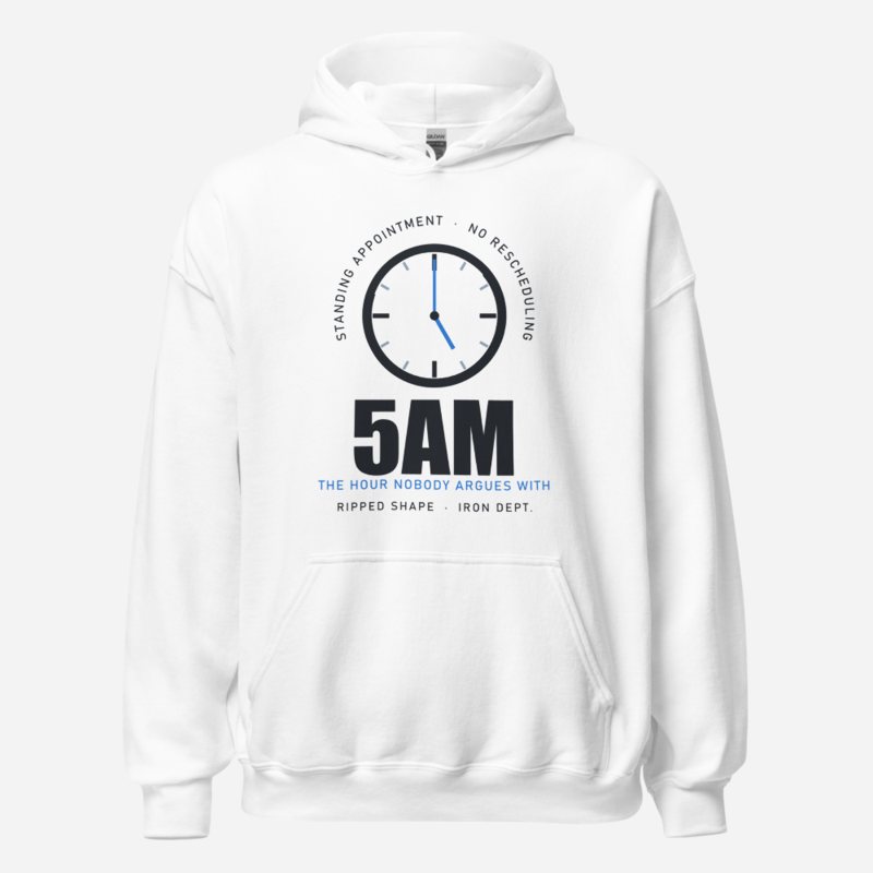 Ripped Shape 5AM Standing Appointment Strength Division Hoodie in White
